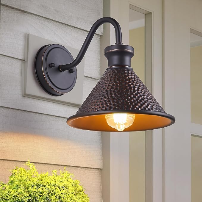 Gooseneck Outdoor Wall Sconce 1-Light E26 Socket Farmhouse Wall Mount Porch & by TarentlightOutdoorLighting