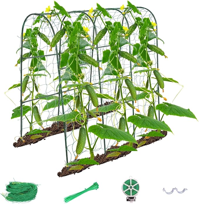 Cucumber Trellis for Raised Bed, U-Shape Garden Trellis for Climbing Plants by iGreely