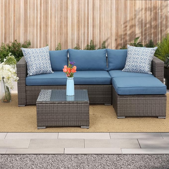Wisteria Lane 2 Piece Patio Armless Sofa, Outdoor Wicker Sectional Furniture - Image 3
