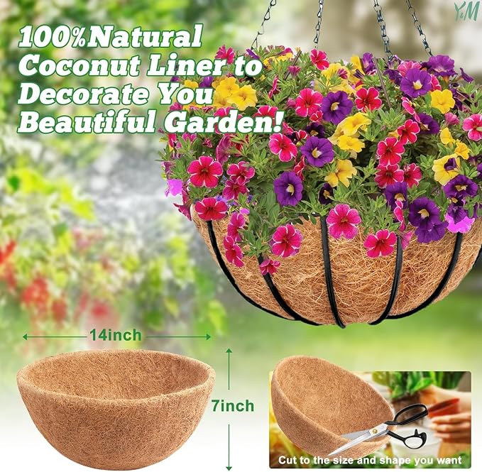 Y&M 4pcs 14“ Round Coconut Fiber Liner - Image 2