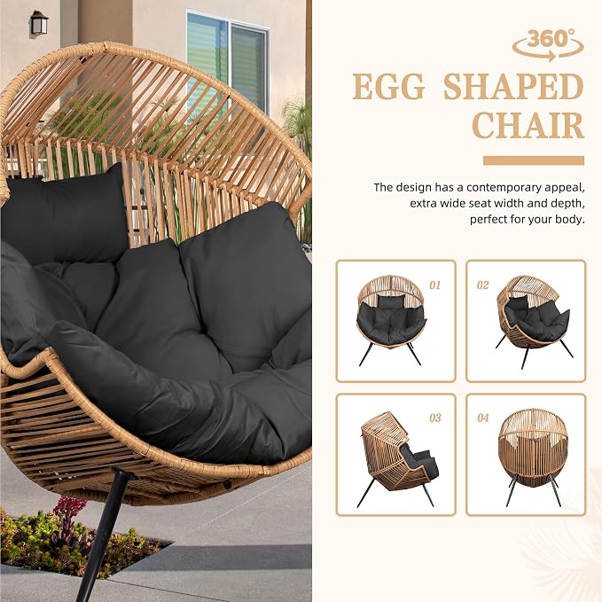 Vongrasig Outdoor Wicker Egg Chair PE Rattan Chair - Image 6