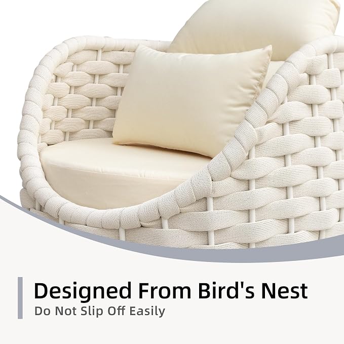 TWT Patio Sofa Set of 2, All-Weather Olefin Rope Balcony Furniture - Image 7