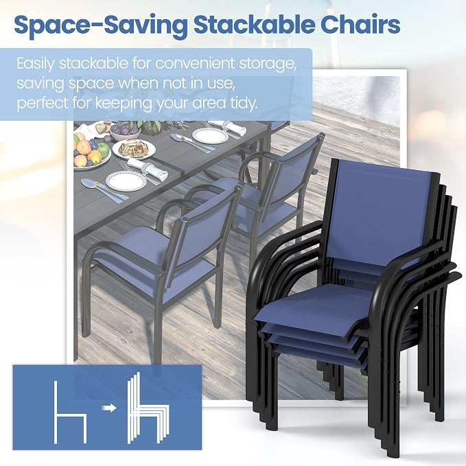 Outdoor Dining Set for 6, Metal Patio Table and Chairs Set - Image 5