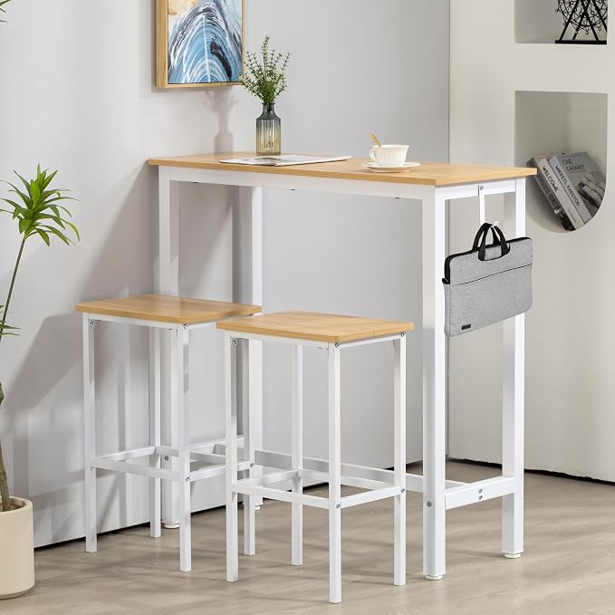 Finnhomy Bar Table Set, 39.3" Pub Table High Top Table, Rectangular Bar Height - Image 2