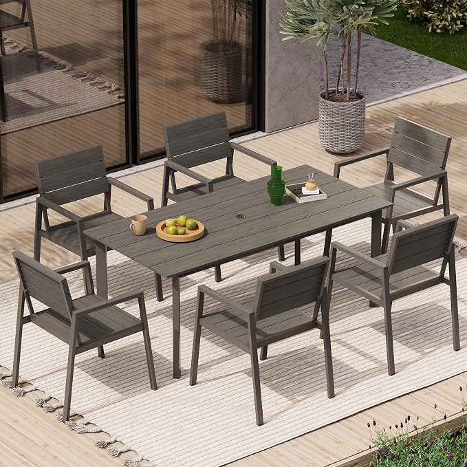 67" Rectangle HDPS Patio Dining Table, Aluminum Outdoor Patio Dining Table - Image 6