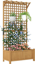 Outsunny Wood Planter with Trellis, Raised Garden Bed by Outsunny