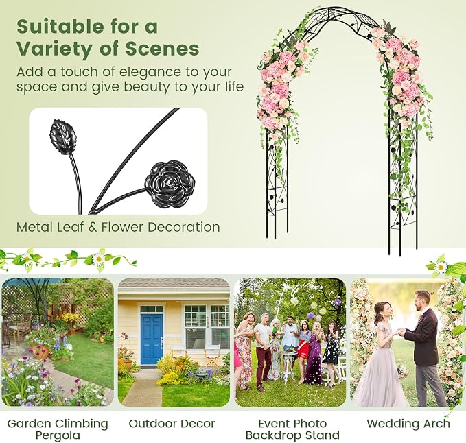 Giantex 2 Half Garden Arch Trellis, 8.2 FT Metal Garden Arbor, 6 Sizes - Image 7