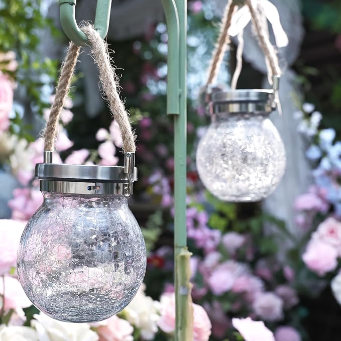Cooo 6 Pack Gifts for Him Her Solar Lanterns Waterproof Outdoor Heavy Crackle - Image 6
