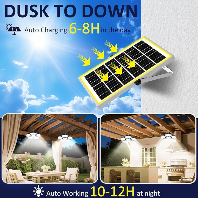Solar Shed Light Indoor Outdoor, 156LED Solar Powered Motion Sensor Pendant - Image 4