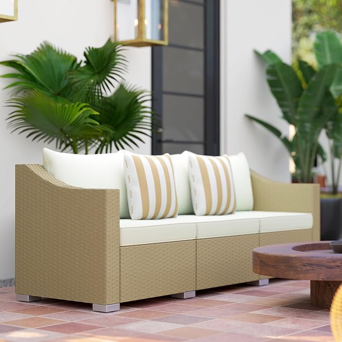 Outsunny 3 Seater Patio Sofa, Wicker Sofa - Image 8