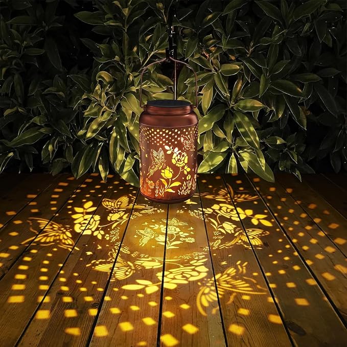2 Pack Solar Lanterns Outdoor Waterproof, Butterfly Rose Garden Decor Birthday - Image 2