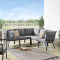 Modway Riverside Outdoor Patio Aluminum Sectional Set, 85. 5" L x 85. 5" W x by Modway