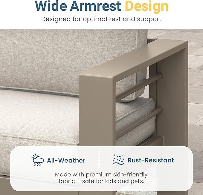 Wisteria Lane Patio Furniture Metal Sofa, Metal Outdoor Chairs - Image 4