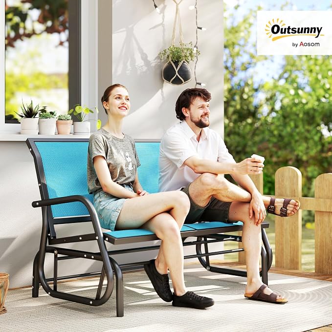 Outsunny 2-Person Outdoor Glider Bench, Patio Double Swing Rocking Chair - Image 2