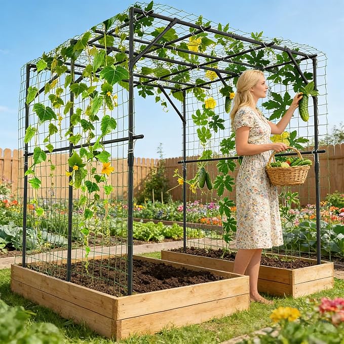 Tall Garden Arch Trellis for Climbing Plants, 79in Tall Metal Plant Support - Image 2