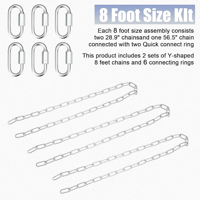 Heavy Duty Porch Swing Hanging Chain Kit 1500 Lbs Capacity, 6 Quick Links & 2 - Image 3