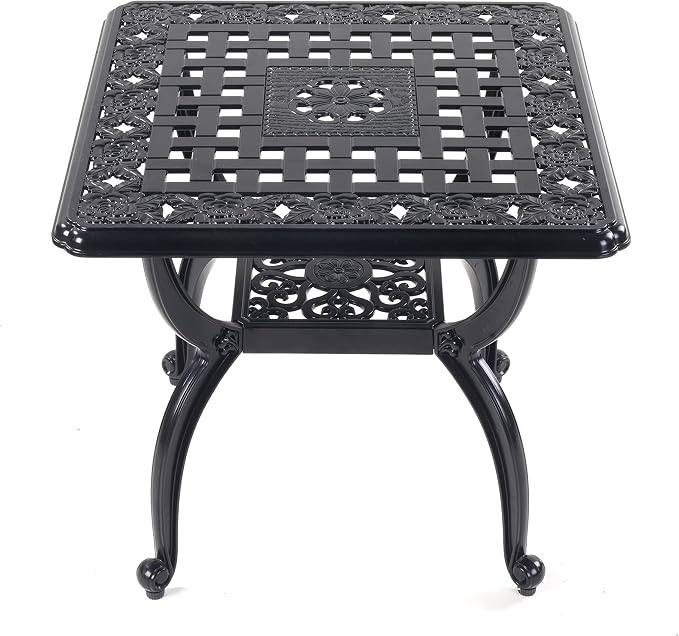 Mandolin Outdoor Patio, Rust -Resistant Cast Aluminum Side Table, Weather - Image 4