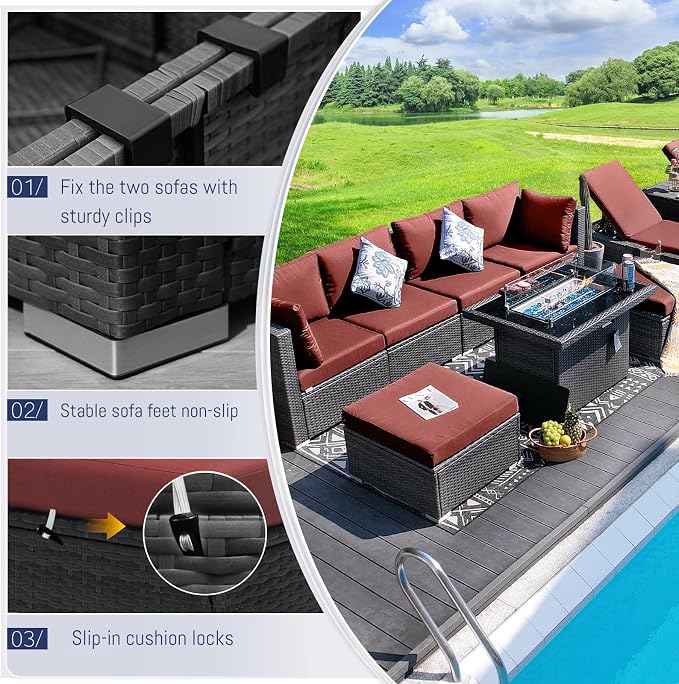 BULEXYARD 11 Piece High Back Outdoor Patio Set - Image 5