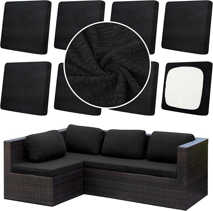 8Pcs Outdoor Cushion Covers, Patio Cushion Covers, Stretch Elastic Slipcovers by dreahoteztil
