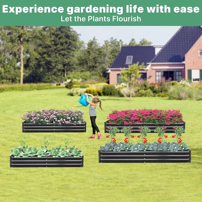 2 Pack 6×3×1ft Galvanized Metal Raised Garden Bed, Metal Planter Kit Box Outdoor - Image 6