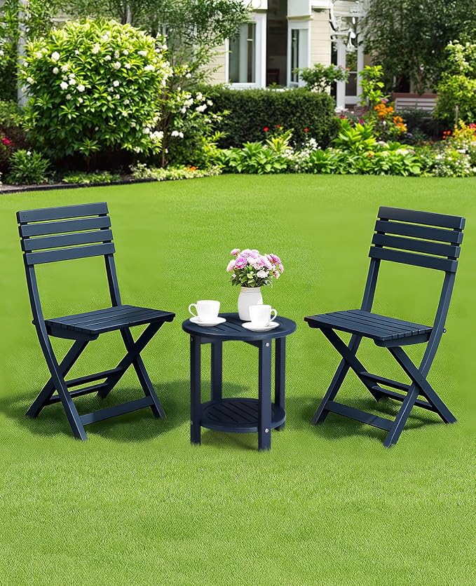 Outvita Adirondack Side Table, 16 Inch Round Outdoor End Table, HDPE Weather - Image 8