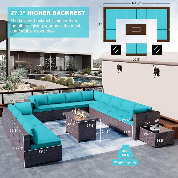 Kullavik 15 Pieces Outdoor Patio Furniture Set - Image 2