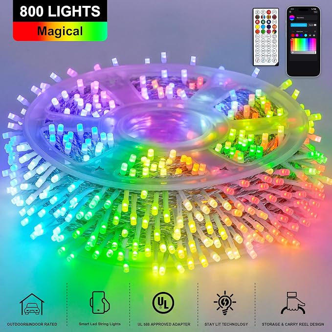 JMEXSUSS 800 LED RGB String Light Outdoor Indoor, Christmas Lights Outdoor - Image 2