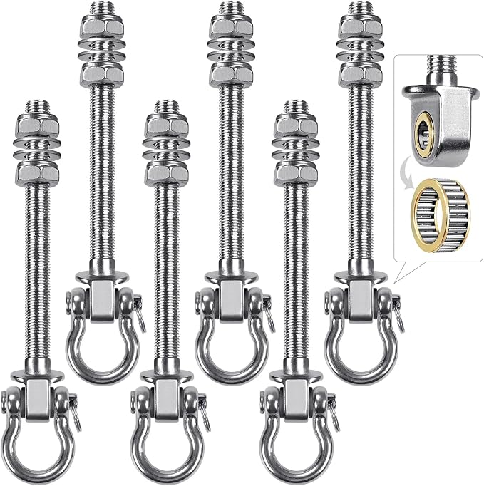 SELEWARE Heavy Duty Bearing Swing Hangers, 6 Pack Stainless Steel Swing Hooks by SELEWARE