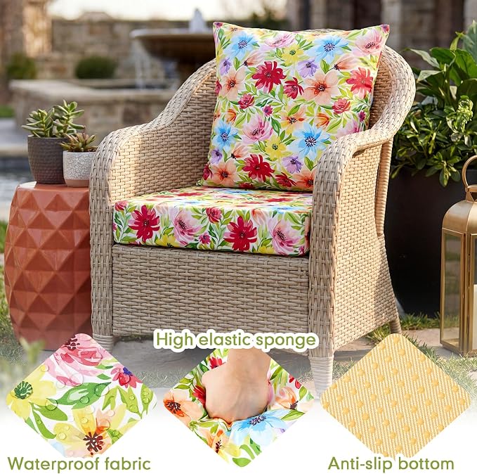 Hoteam 4 Set Outdoor Chair Patio Cushions 20 x 20 Inch Deep Seat Waterproof - Image 5