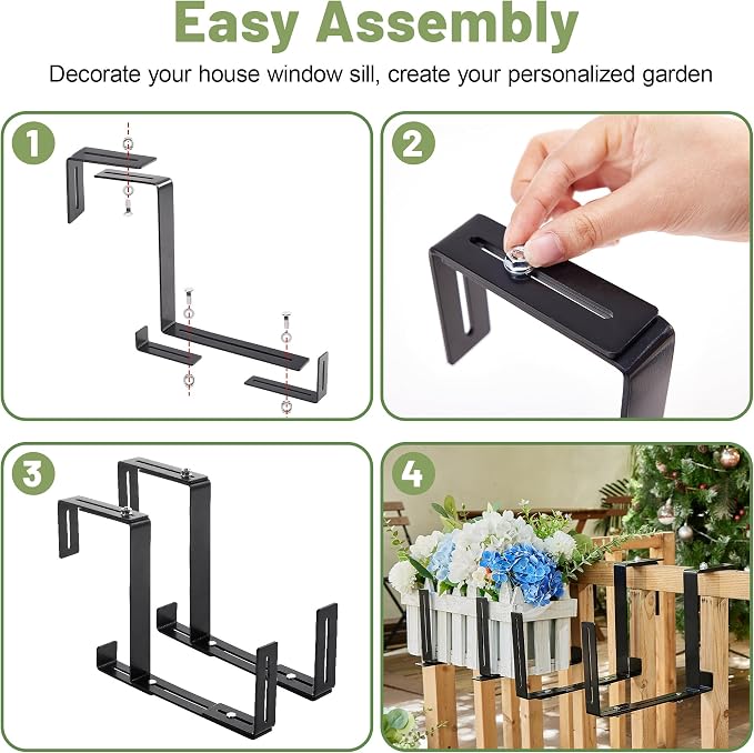 4 Pack Window Box Brackets, No Drill Adjustable Planter Box Brackets, Heavy - Image 3