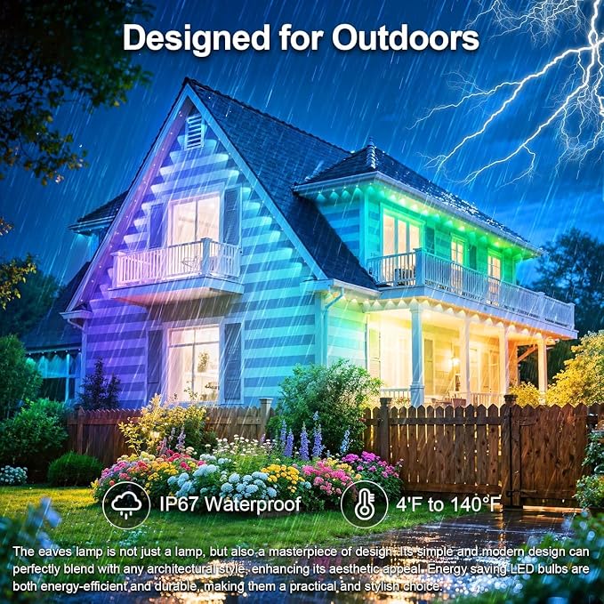 100FT Permanent Outdoor Lights for House Waterproof, IP67 LED Eave Lights - Image 3