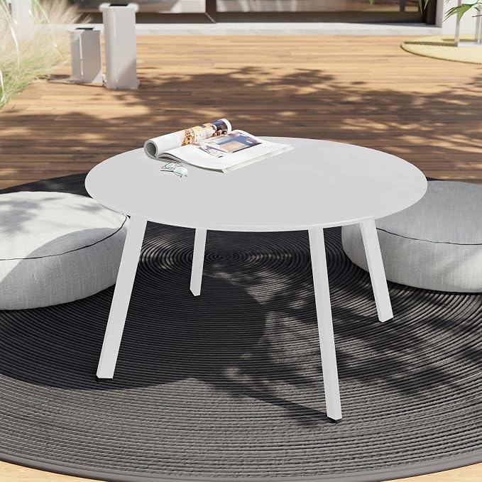 Grand patio 28-inch Outdoor Steel Coffee Table, Round Patio Side Table - Image 4