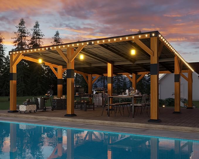 Jocisland 20x20x9.2 FT Cedar Wood Carport - Image 8