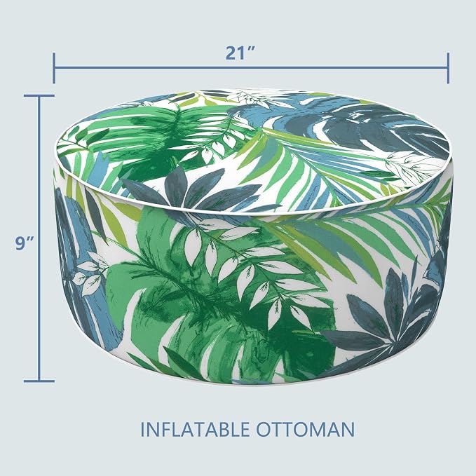 LVTXIII Outdoor/Indoor Round Inflatable Ottoman, All Weather Patio Footstool - Image 3