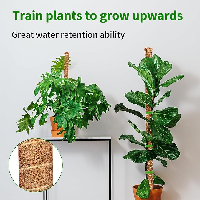 2 Pack 28 Inch Moss Pole Monstera Plant Support, Coir Moss Poles - Image 3