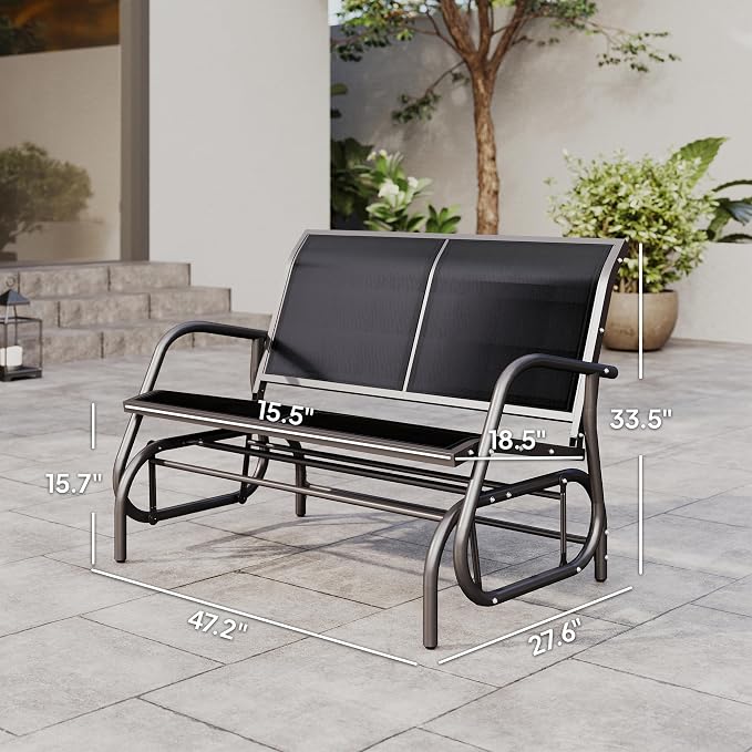 Outsunny 2-Person Outdoor Glider Bench, Patio Double Swing Rocking Chair - Image 3