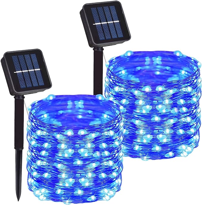 2 Pack Total 200 LED 66FT Solar Powered Copper Wire String Lights Outdoor by DAYLIGHTIR