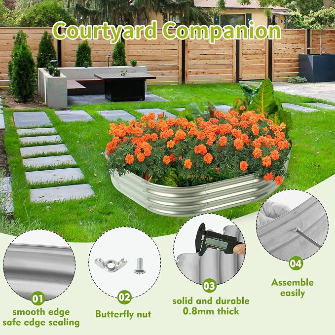Oval Galvanized Planter Box, Metal Raised Garden Bed - Image 2