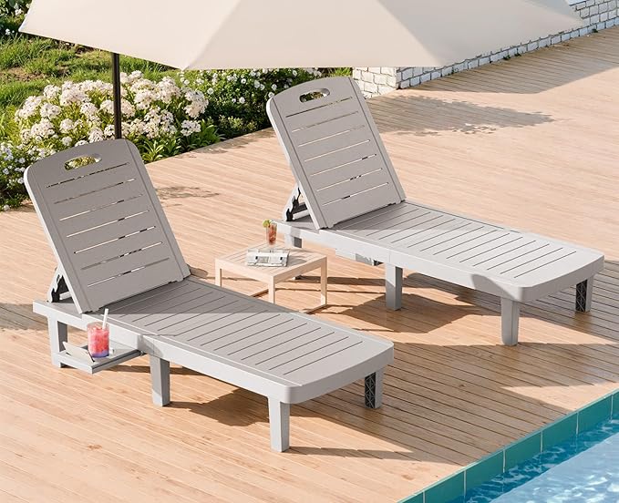 WACASA Outdoor Chaise Lounge Chairs Set of 2, Oversized Lounge Chairs by WACASA