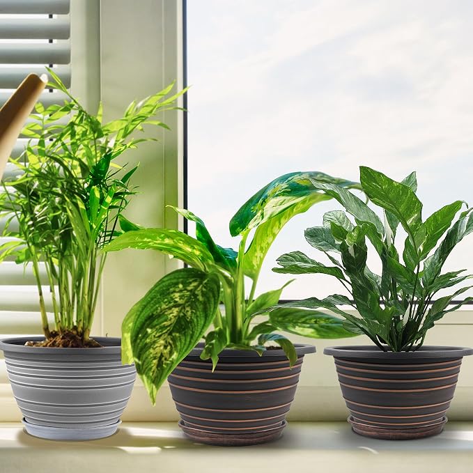 12 Inch Plastic-Flower Pot-for-Indoor Plants, 3 Pack Large planters - Image 4