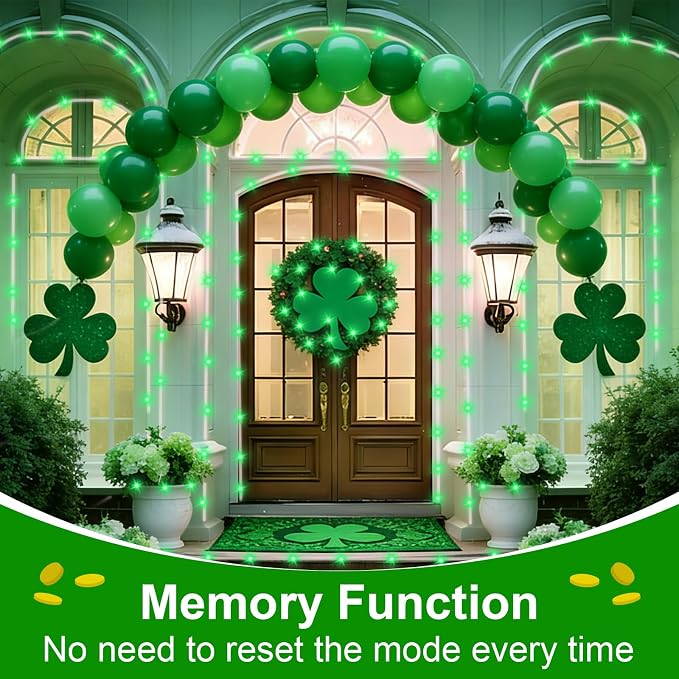 QITONG 2 Pack Green St Patricks Day Lights, Each 33ft 100 LED Solar Rope Lights - Image 7