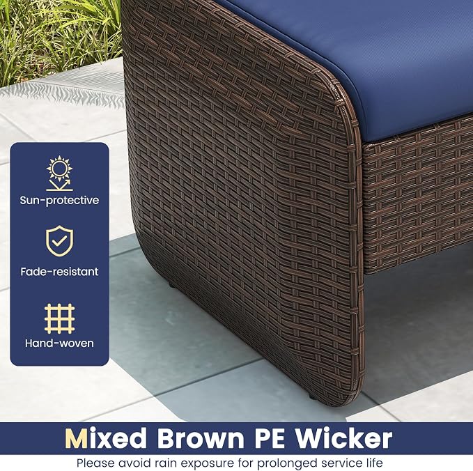 Tangkula 2 Pieces Patio PE Wicker Ottomans - Image 6
