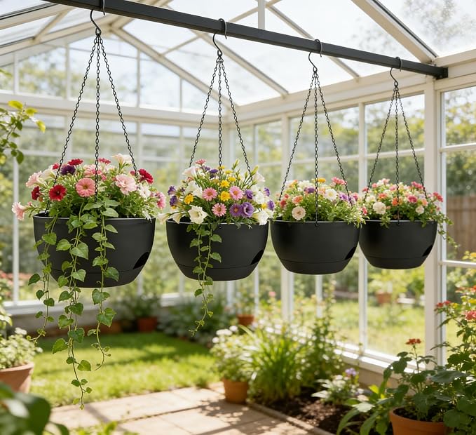 Set of 2-8 Inch Self Watering Hanging Planters - Image 6