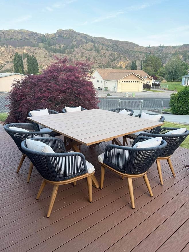 PURPLE LEAF 9 Pieces Outdoor Metal Furniture Set Patio Conversation Sets Wood - Image 2