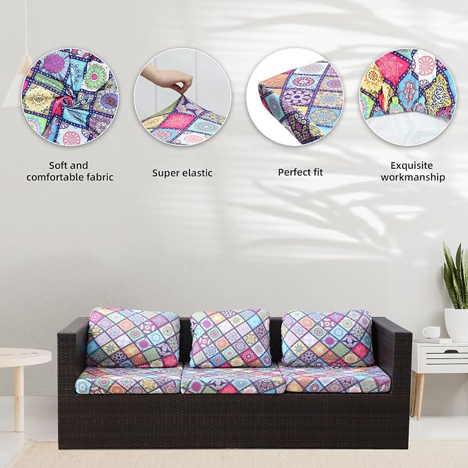 8Pcs Stretch Patio Cushion Covers, Outdoor Couch Covers Replacement, Outdoor - Image 3