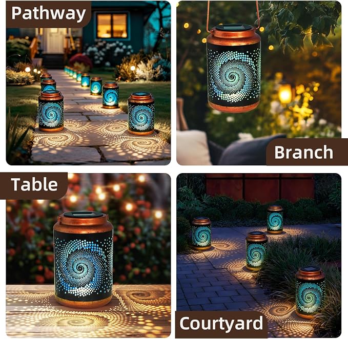 Solar Lanterns Outdoor Hanging Lantern Metal Waterproof LED Lantern - Image 5