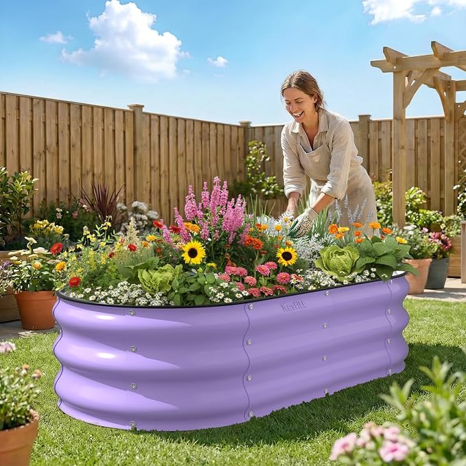 Kesfitt Raised Garden Bed, Oval Open-Bottom Design, 12-Inch Deep - Image 7