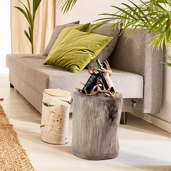 SUNBURY Stump Side Table, Concrete Side Table Coffee Log End Table, Patio Faux - Image 6
