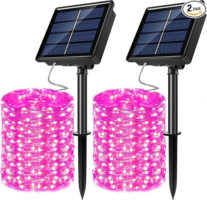 2 Pack Solar Powered Fairy String Lights Outdoor Waterproof 8 Modes Twinkle by JosMega