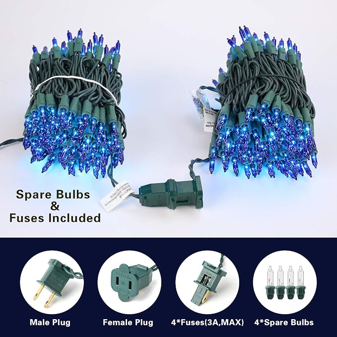 BrizLabs Blue Christmas Lights, 69.6ft 300 Count Blue String Lights Connectable - Image 3